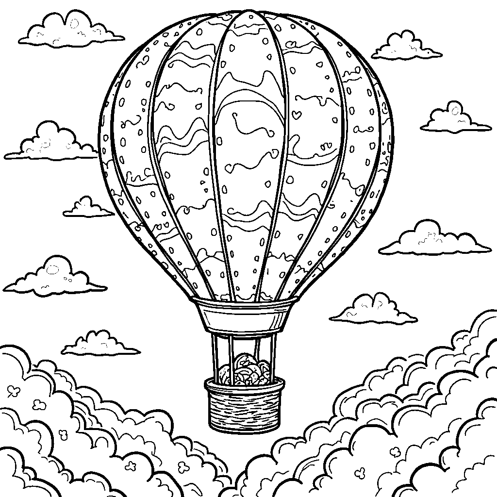 Donut in a hot air balloon, soaring above the clouds