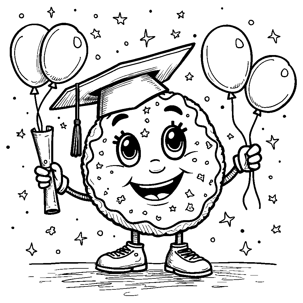 Donut with a graduation cap and diploma