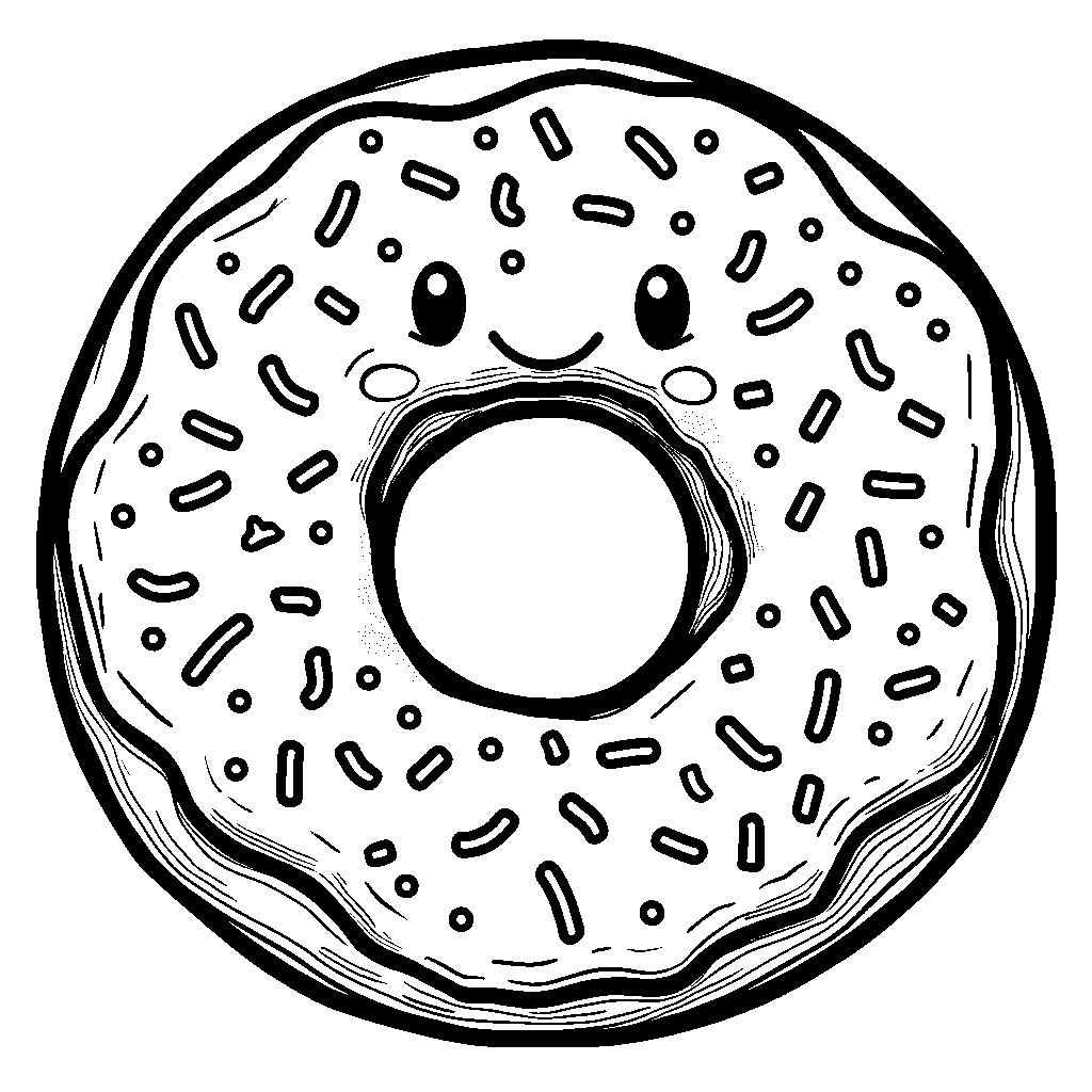 Donut with a smiling face and colorful sprinkles