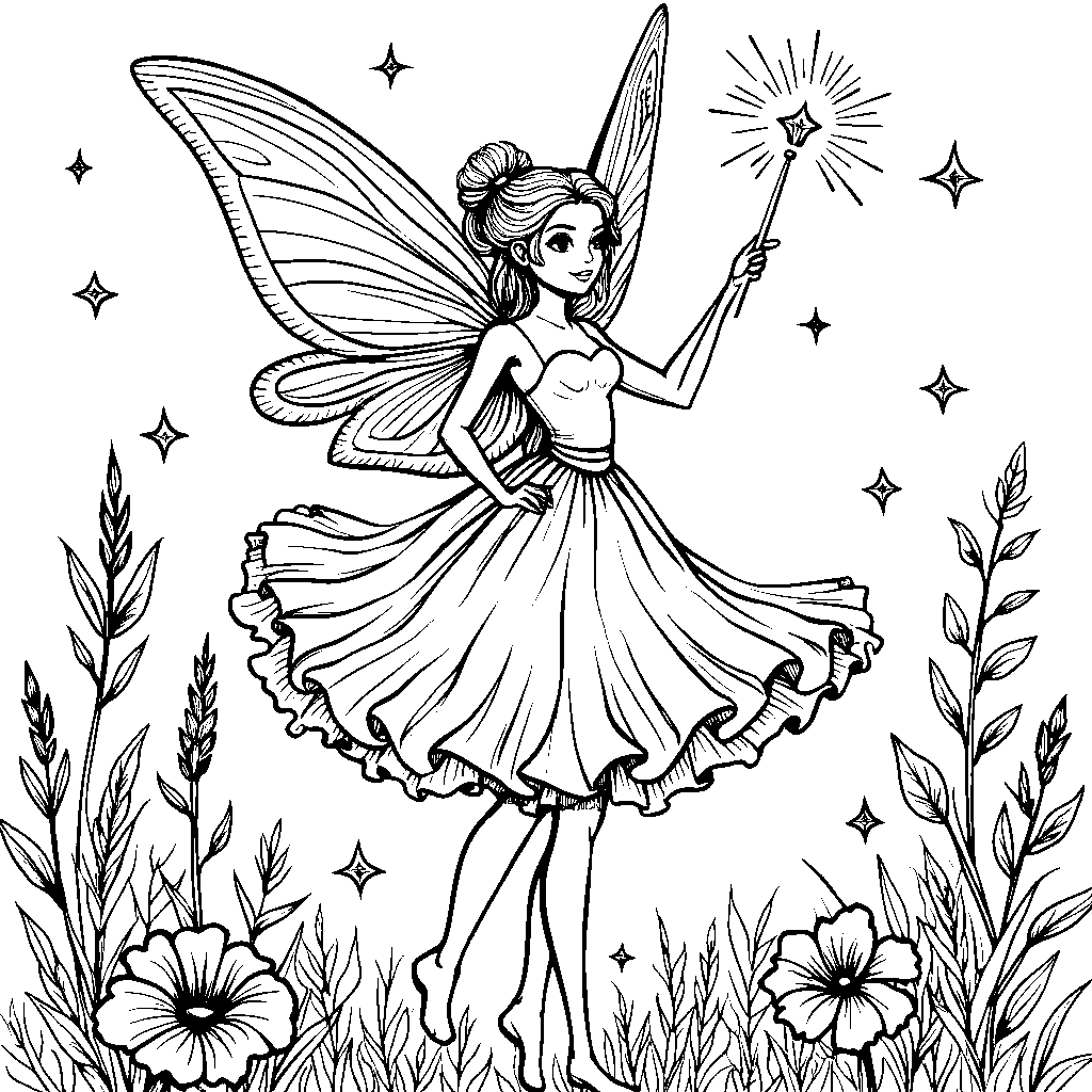 A lovely lavender fairy dress with a sparkly wand