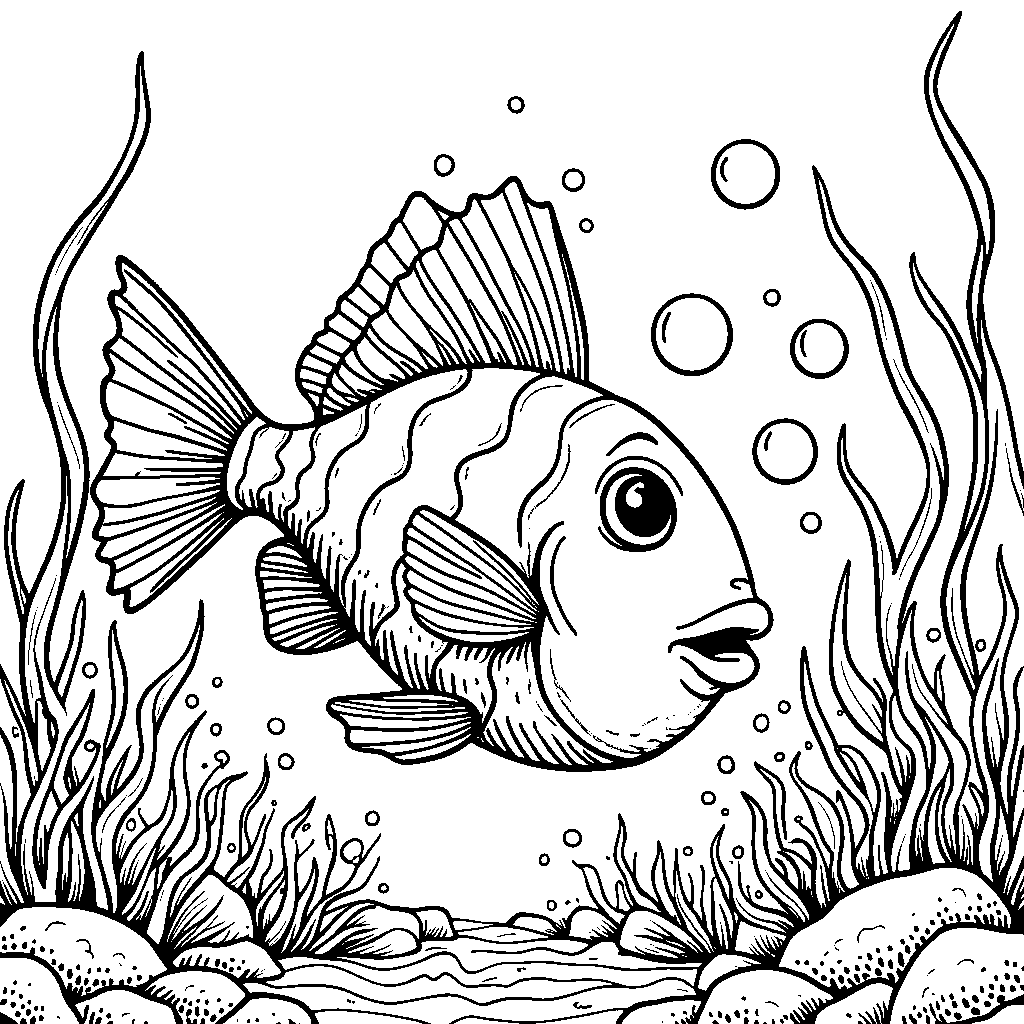 Bubble-Breathing Fish in an Aquarium