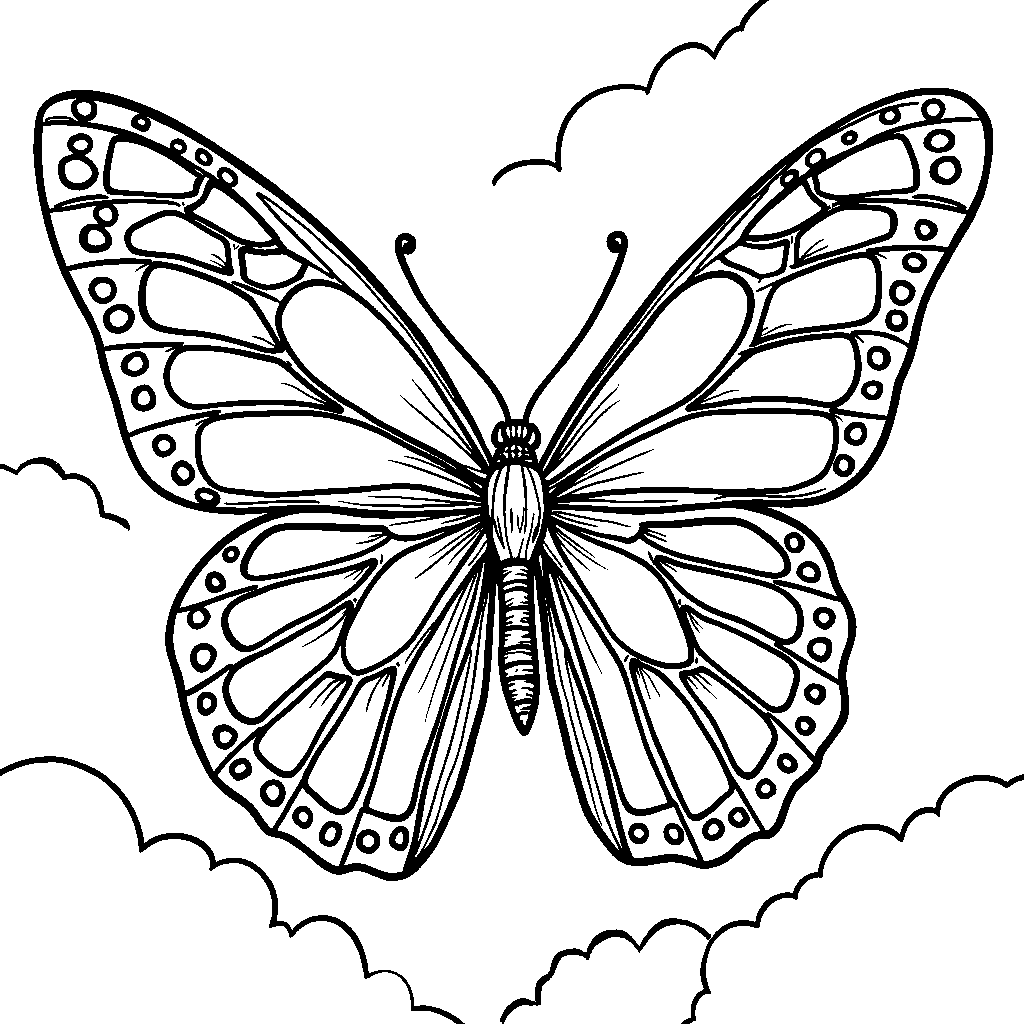 Butterfly with Polka Dots and Stripes