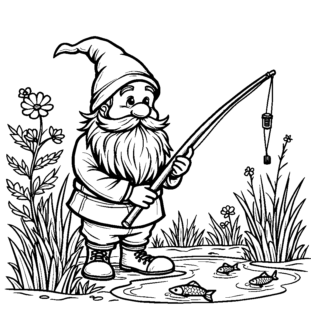 Garden Gnome with a Fishing Rod