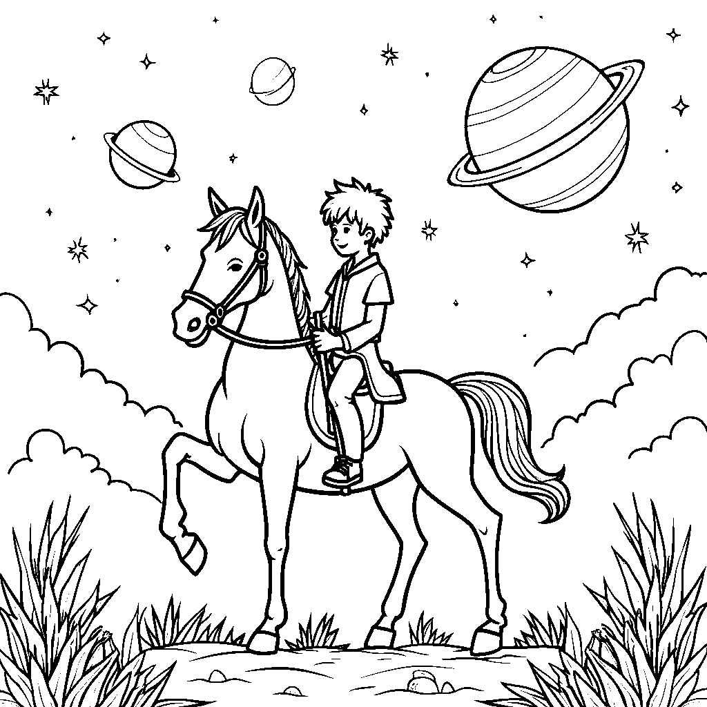 Little Prince Riding a White Horse