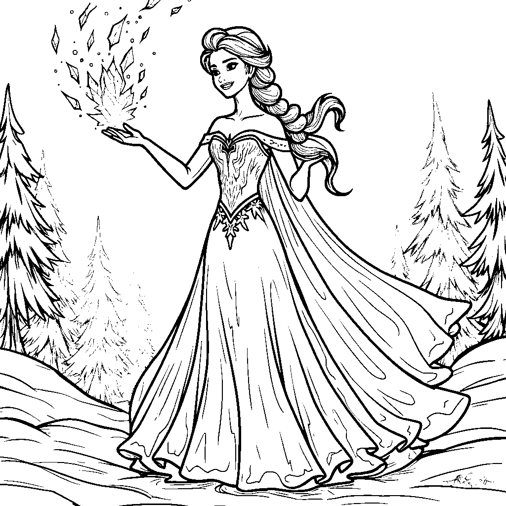 Elsa casting a magical ice spell