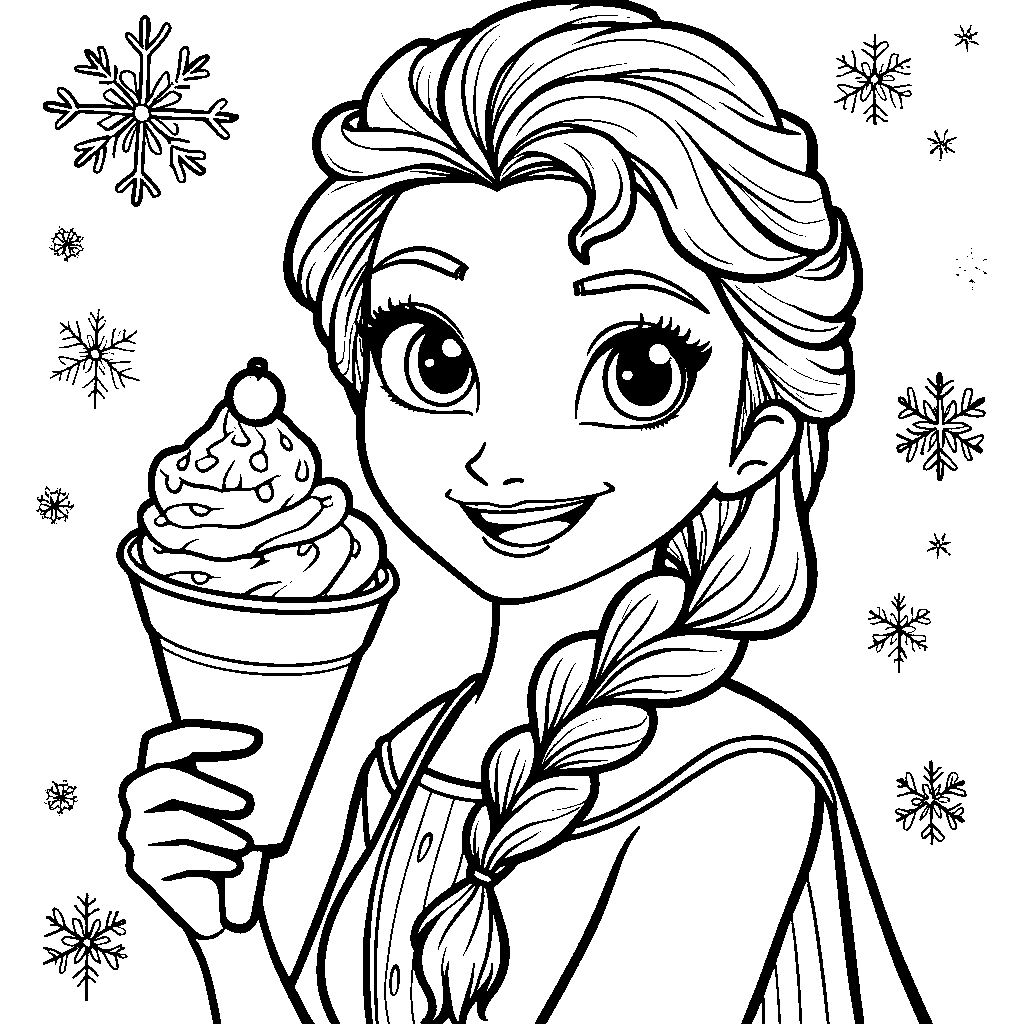 Elsa holding a frozen treat