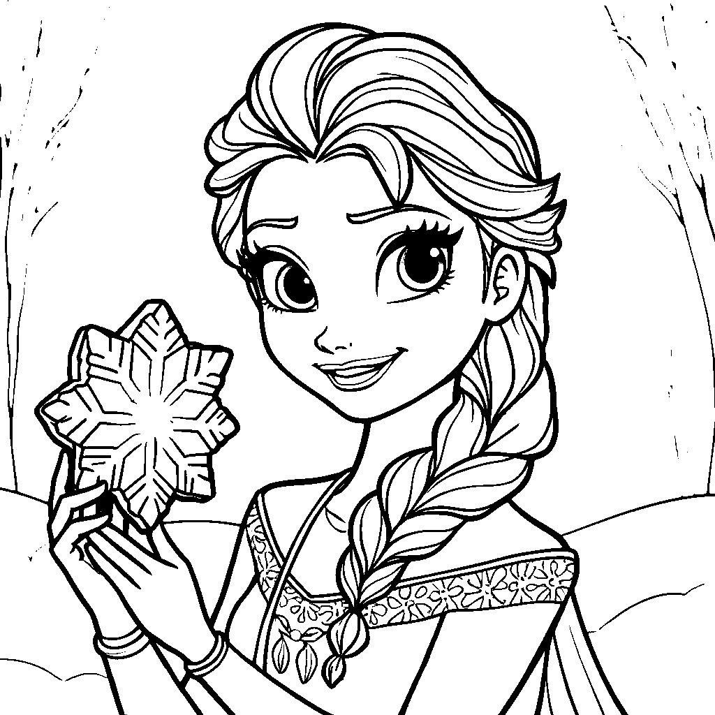 Elsa holding a snowflake-shaped cookie