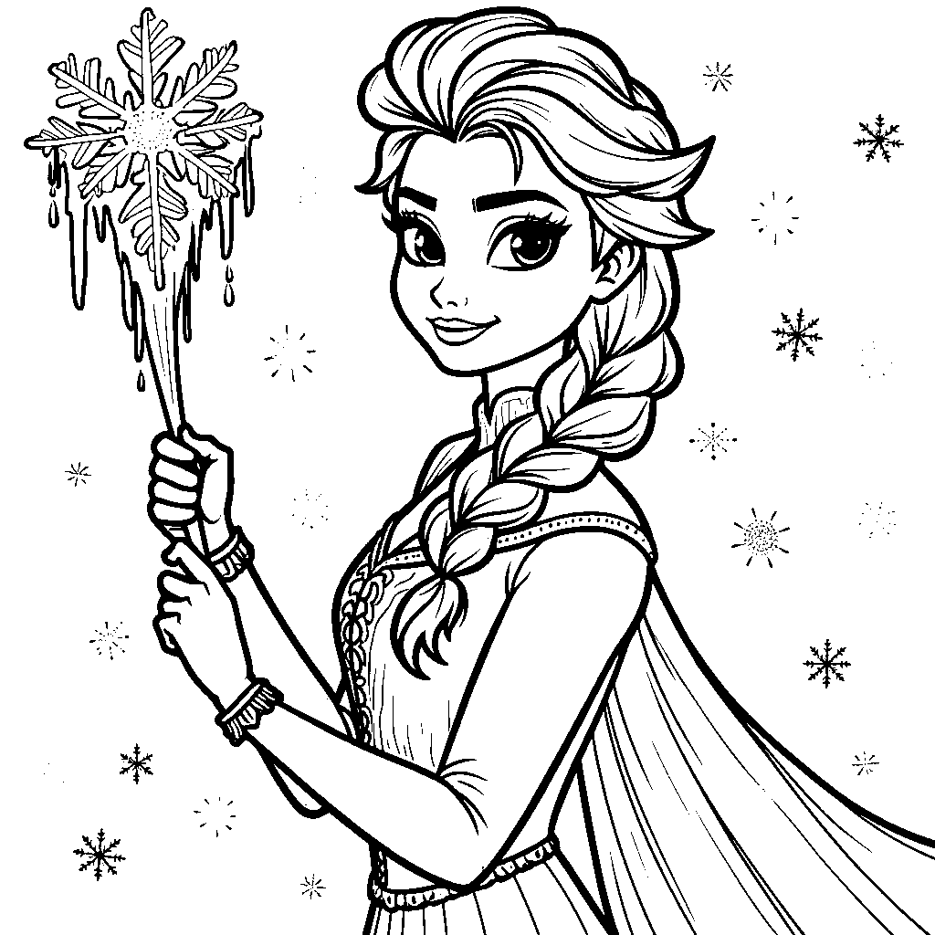 Elsa holding a sparkly ice wand