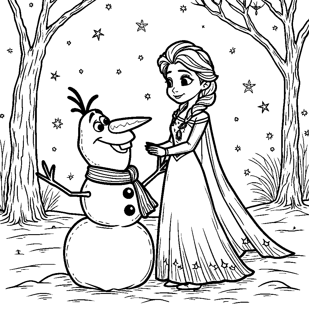 Elsa making a snowman family