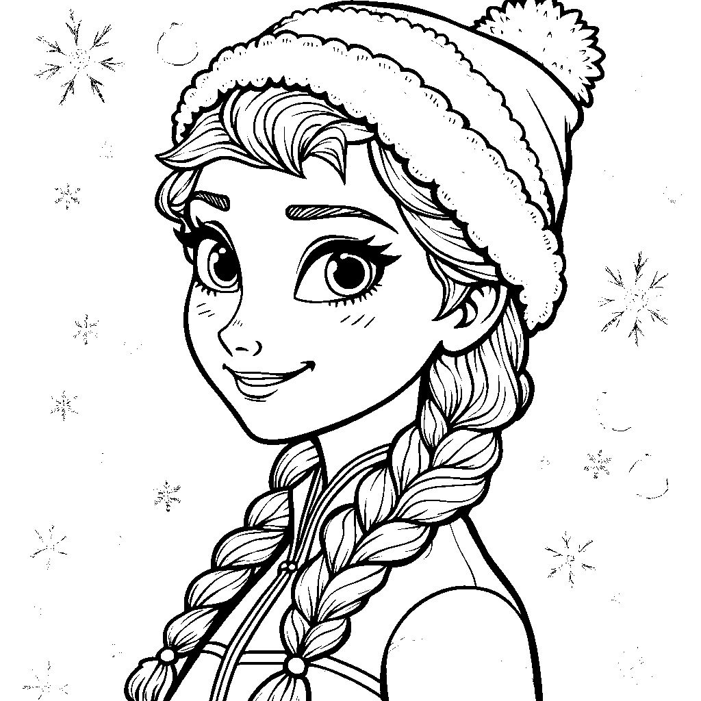 Elsa wearing a cozy winter hat