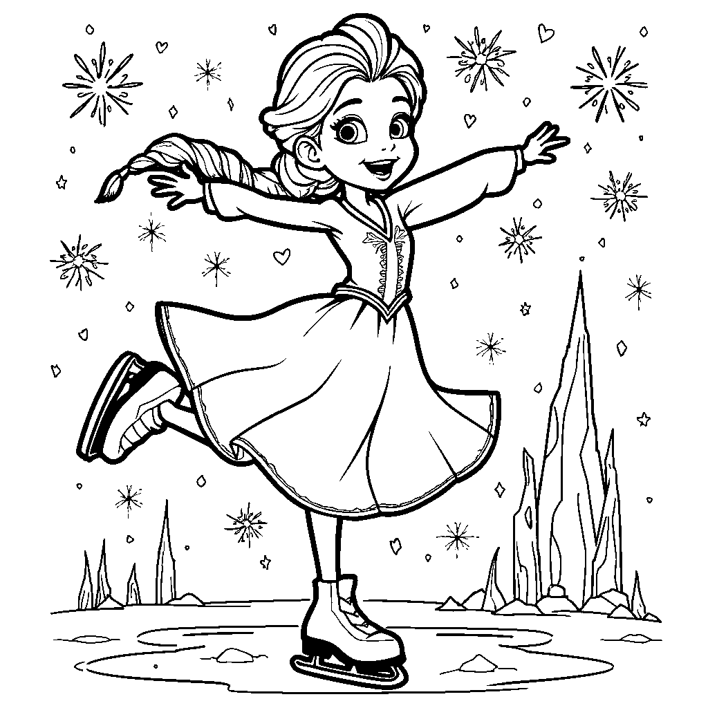 Elsa wearing a pair of ice skates