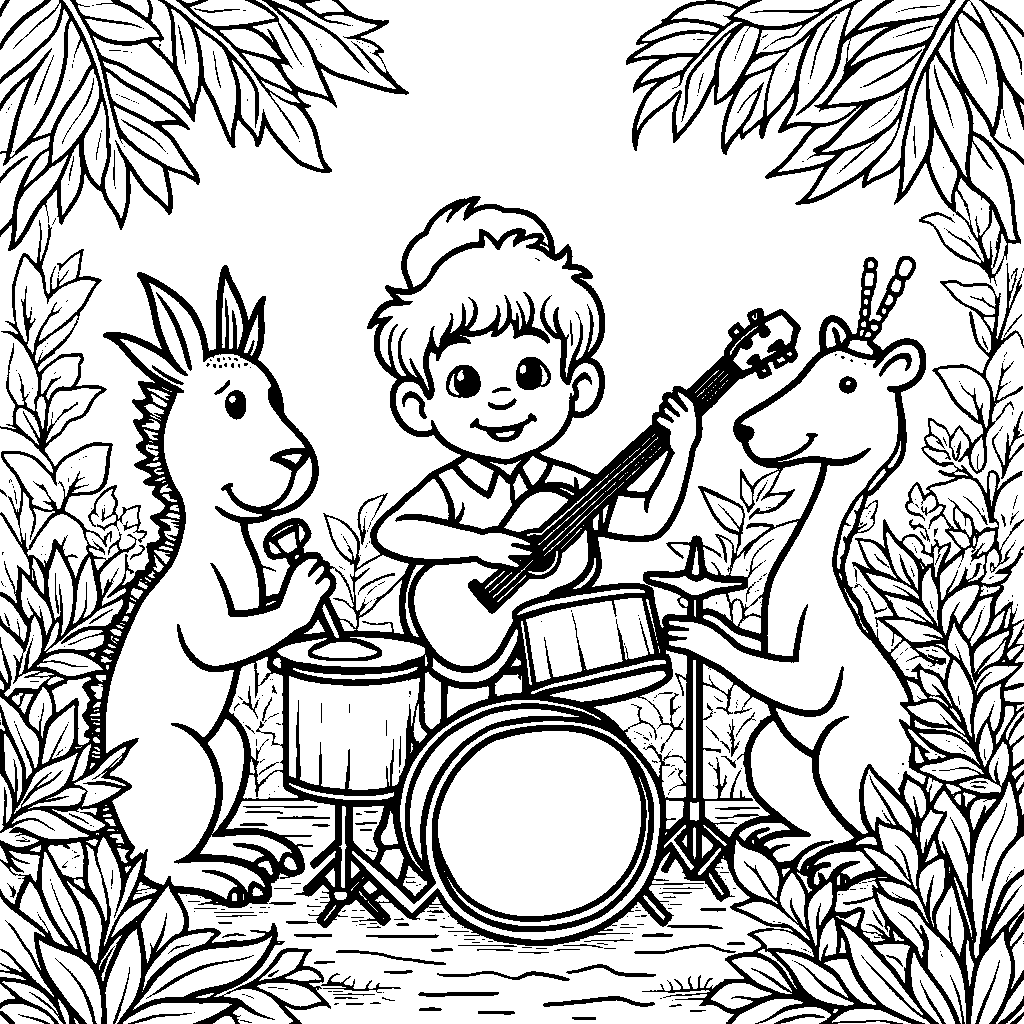 Antonio's animal friends playing musical instruments