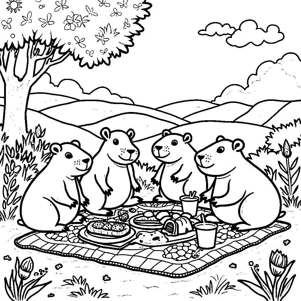 Antonio's capybara friends having a picnic