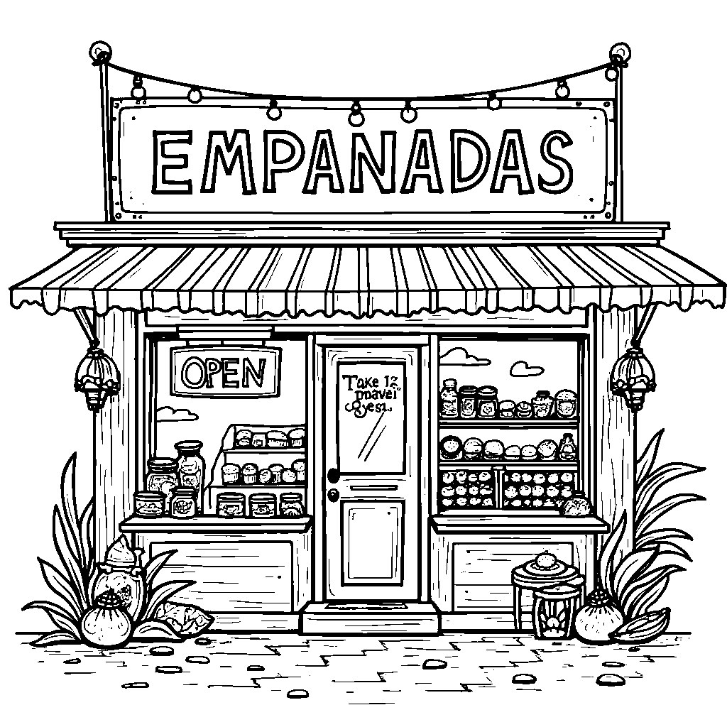 Julietta's empanada shop with a sign that says 'Open'