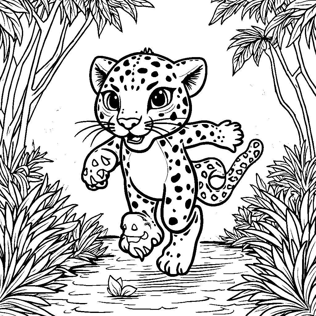 Luca's cool jaguar form running through the jungle