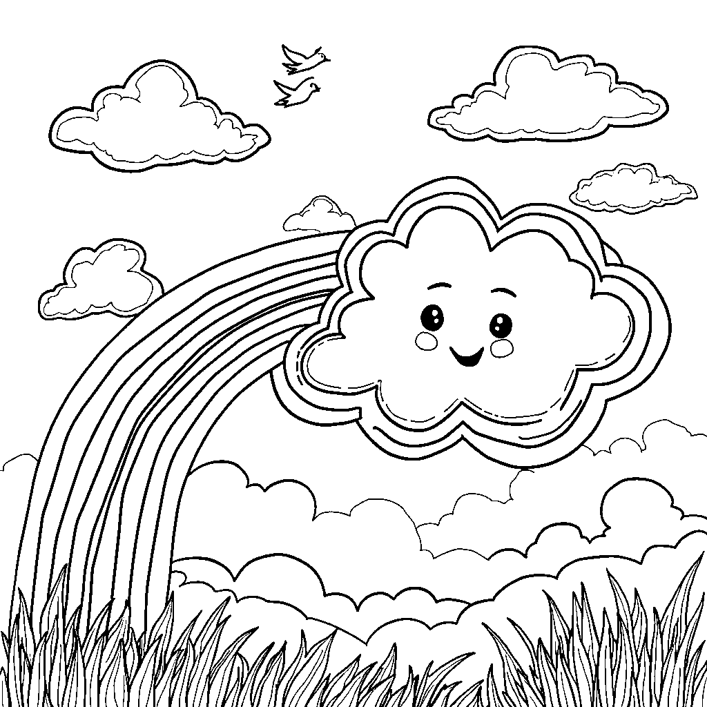 Pepa's happy cloud with a rainbow-colored lining