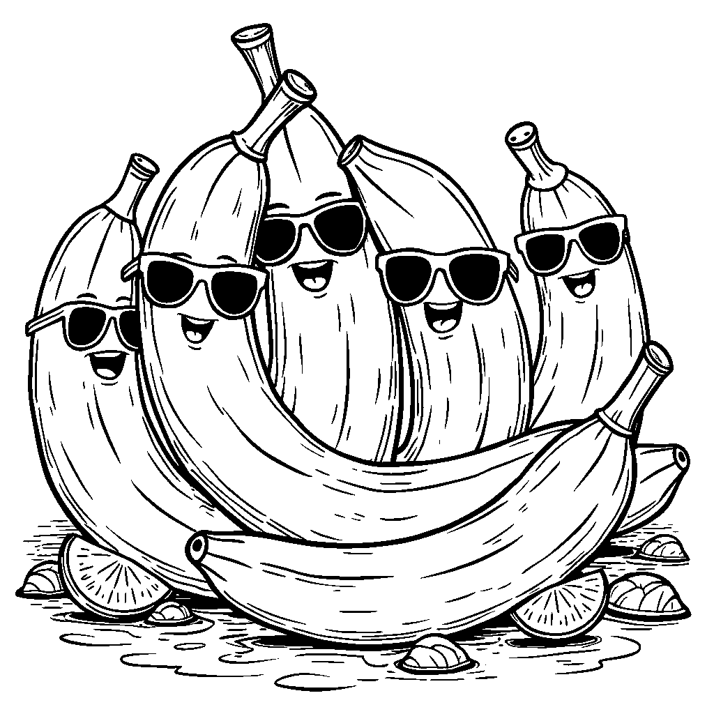 A bunch of bananas wearing sunglasses