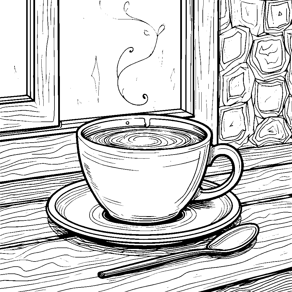 A coffee cup with a saucer and spoon