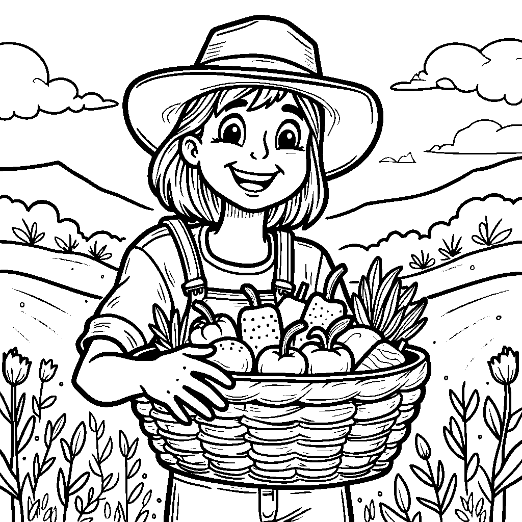 A farmer holding a basket of fresh vegetables