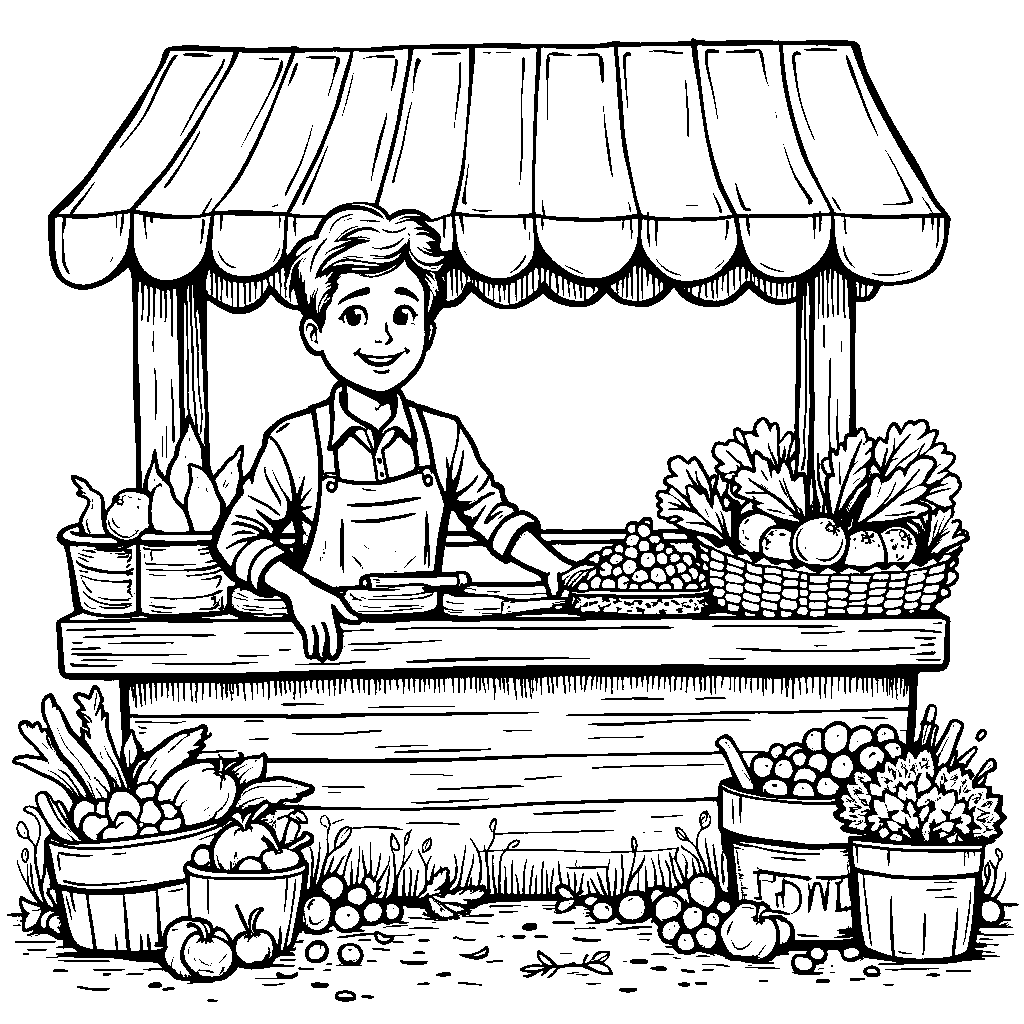 A farmer's market stand with fresh fruits and veggies