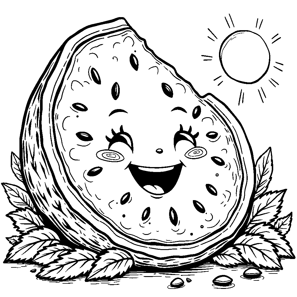 A giant watermelon slice with a smile