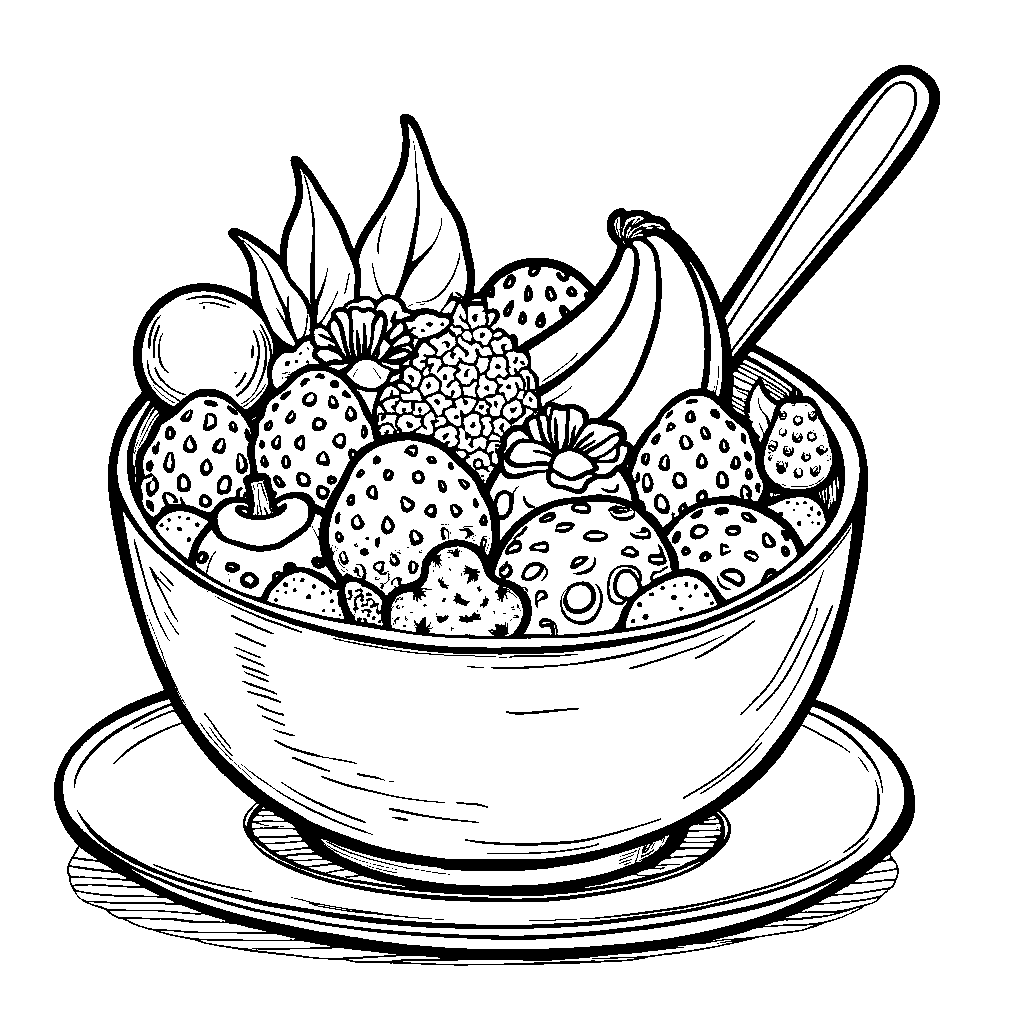 A smoothie bowl with granola and fruit