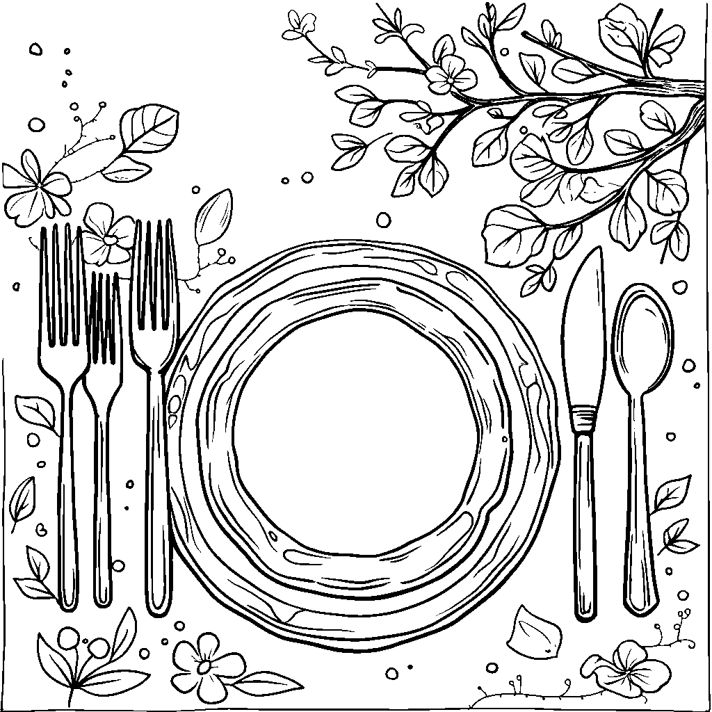 A table setting with a plate, fork, and knife