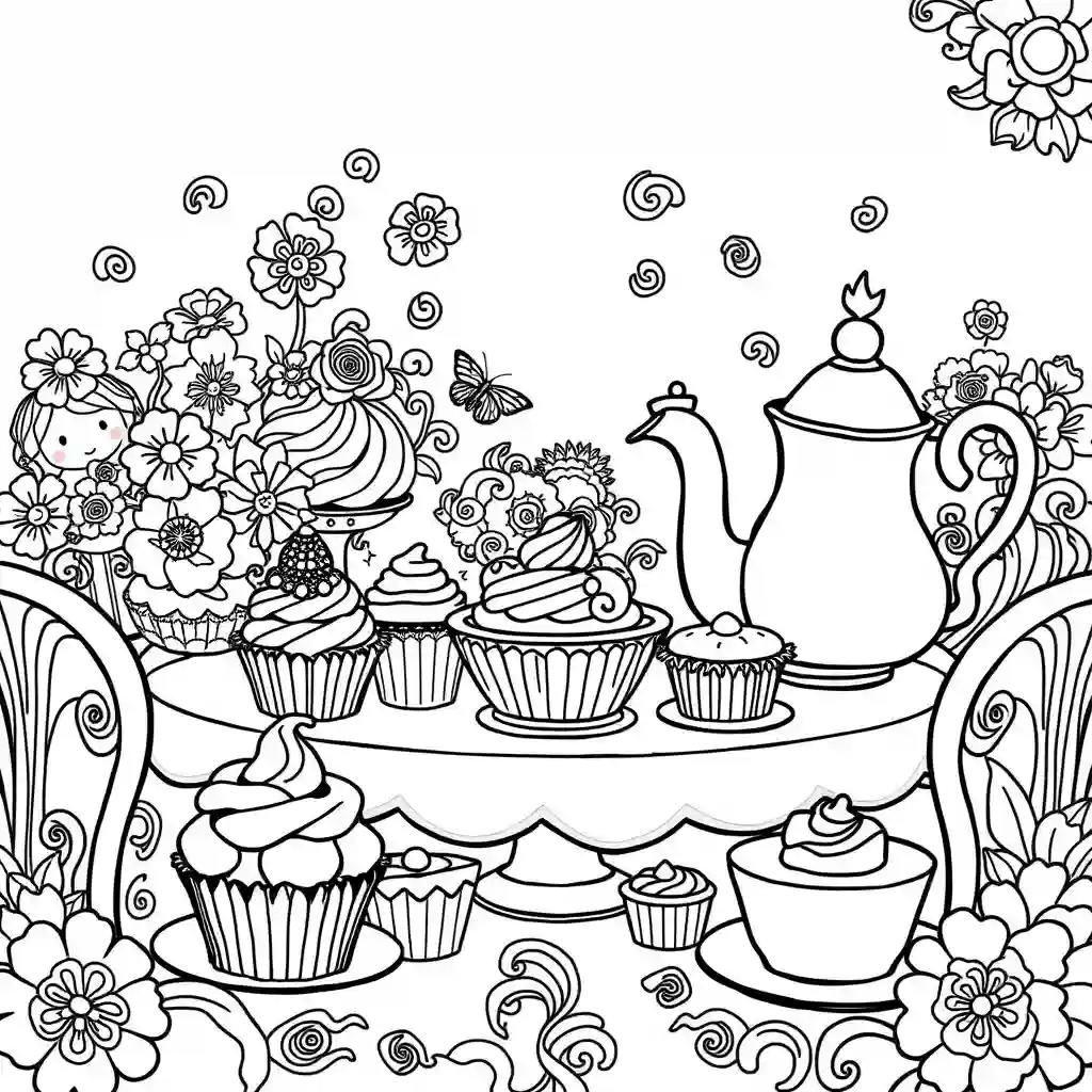 A tea party with cupcakes and cookies