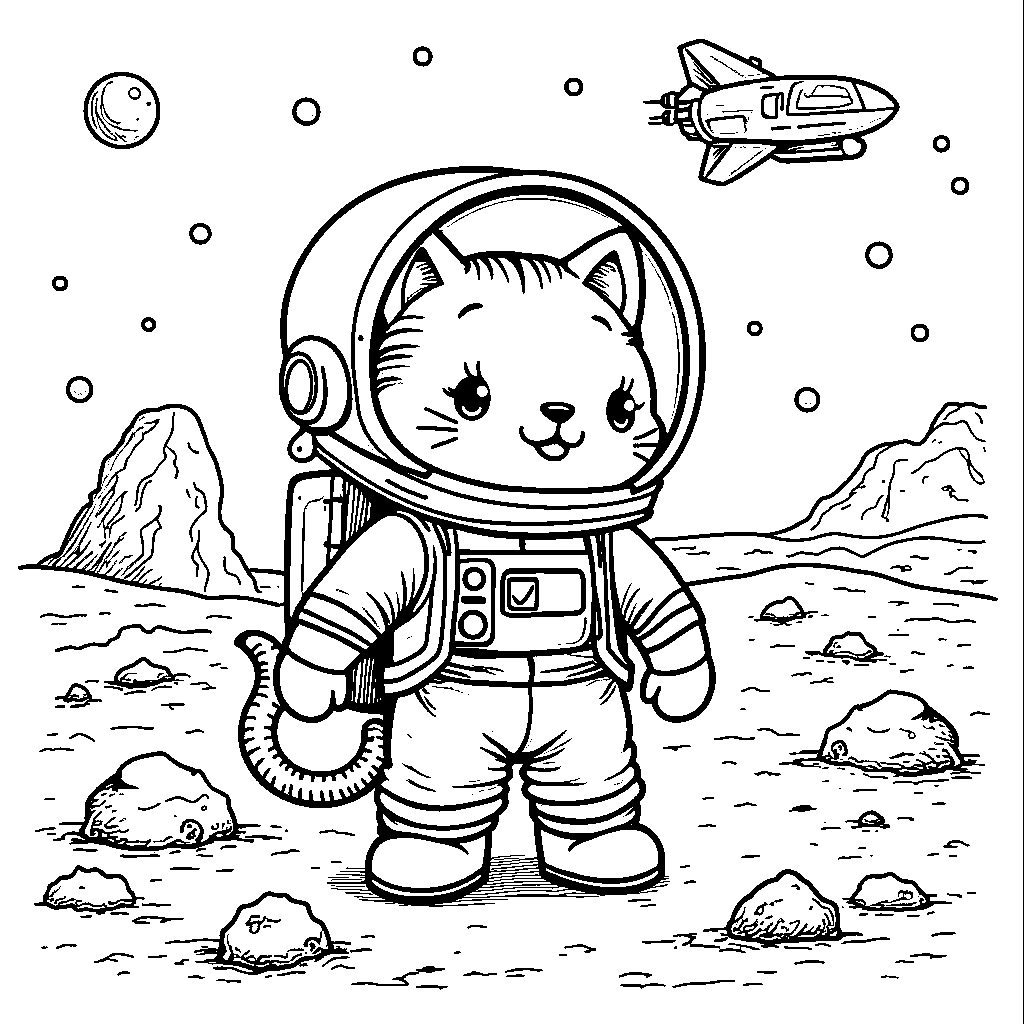 Astronaut cat exploring the moon