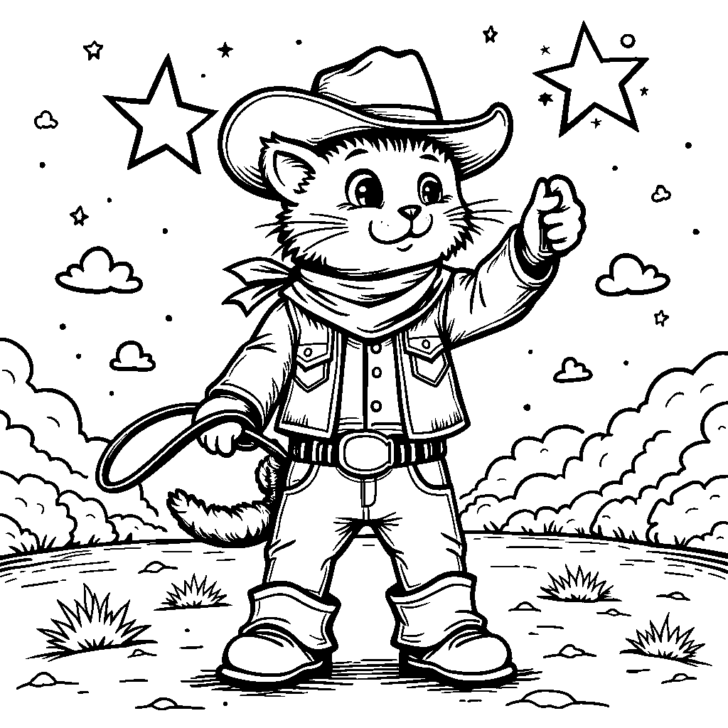 Cowboy cat lassoing a star