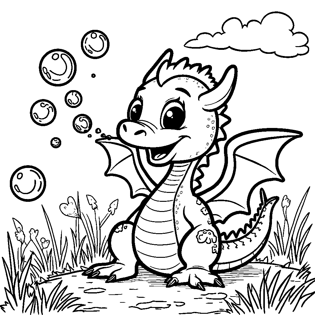 Dragon blowing bubbles