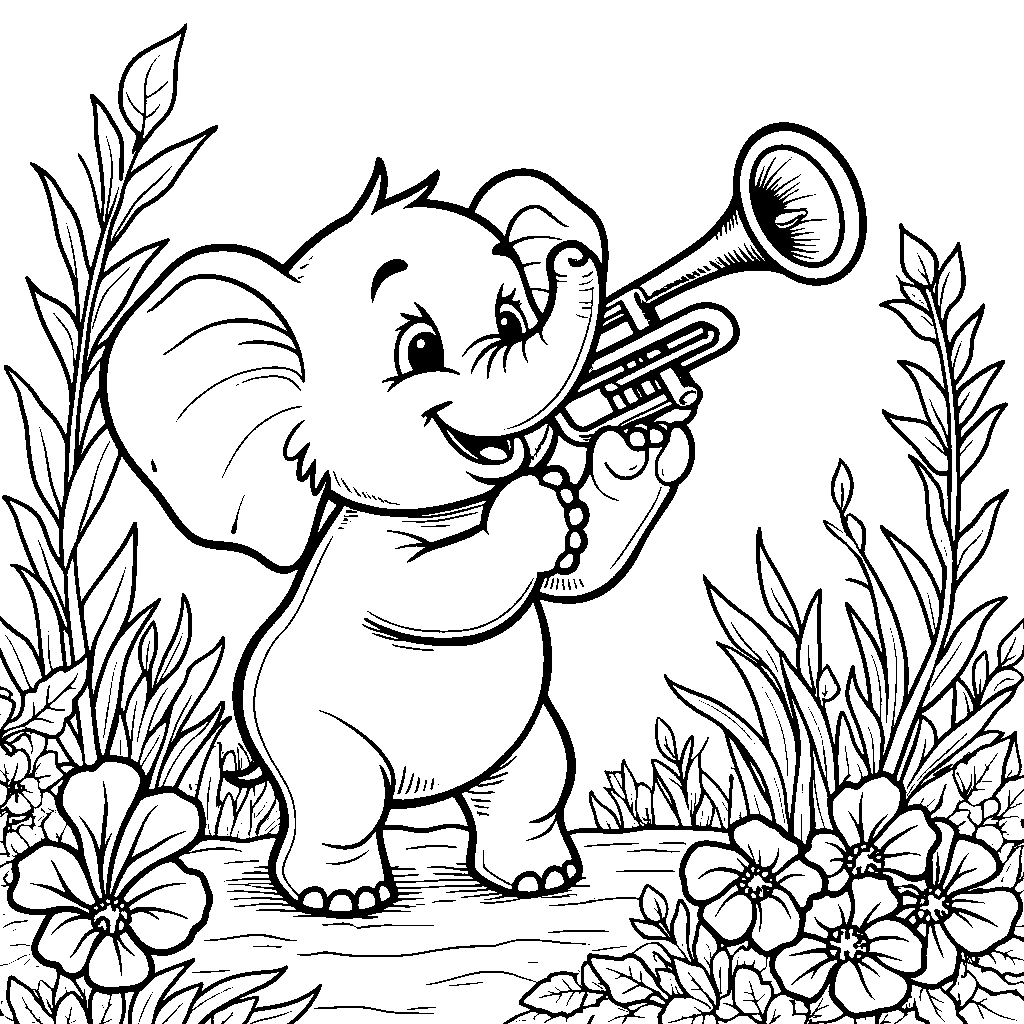 Elephant playing a trumpet