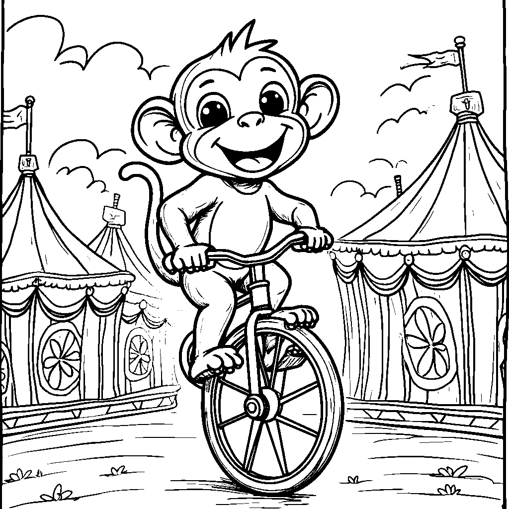 Monkey riding a unicycle