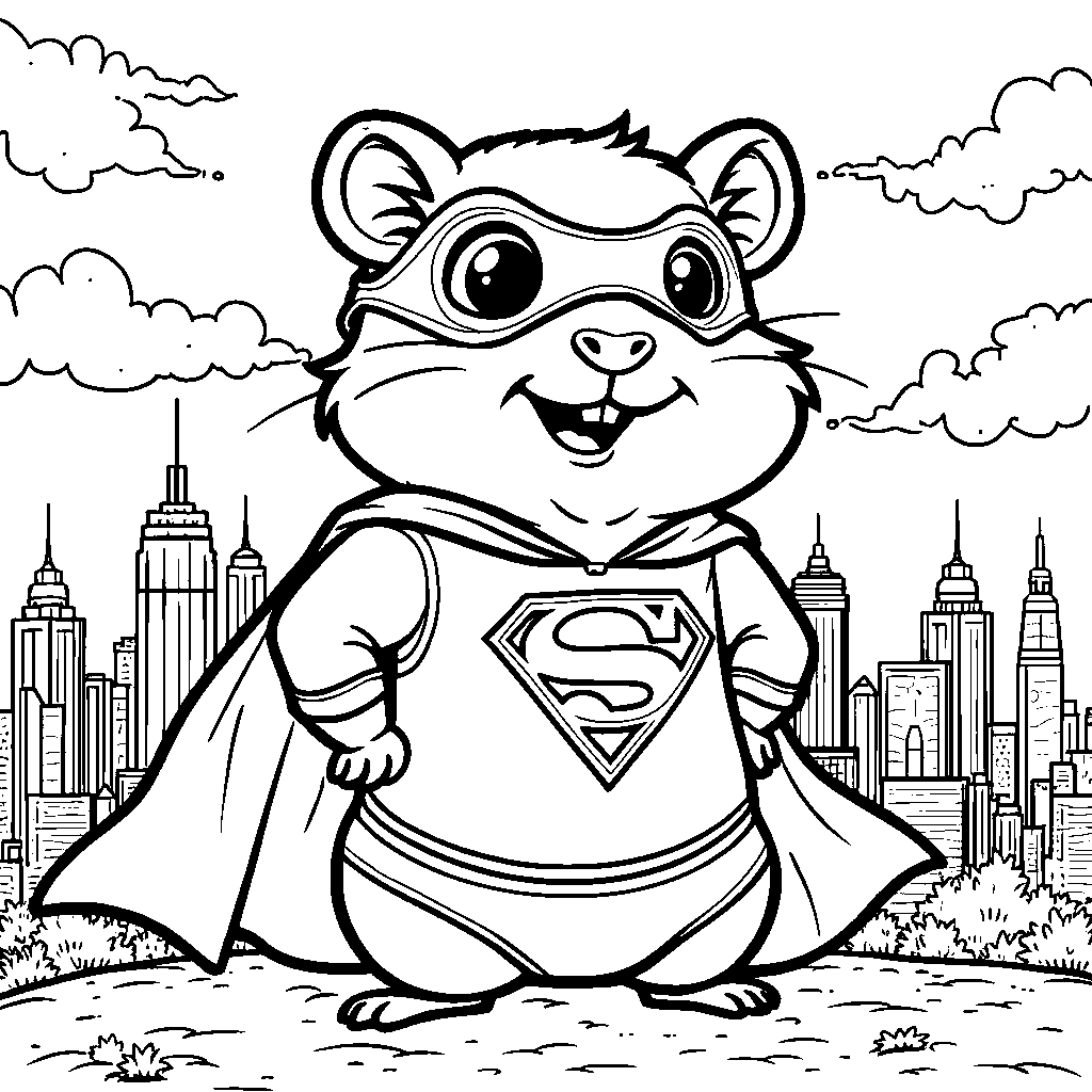 Superhero hamster saving the city