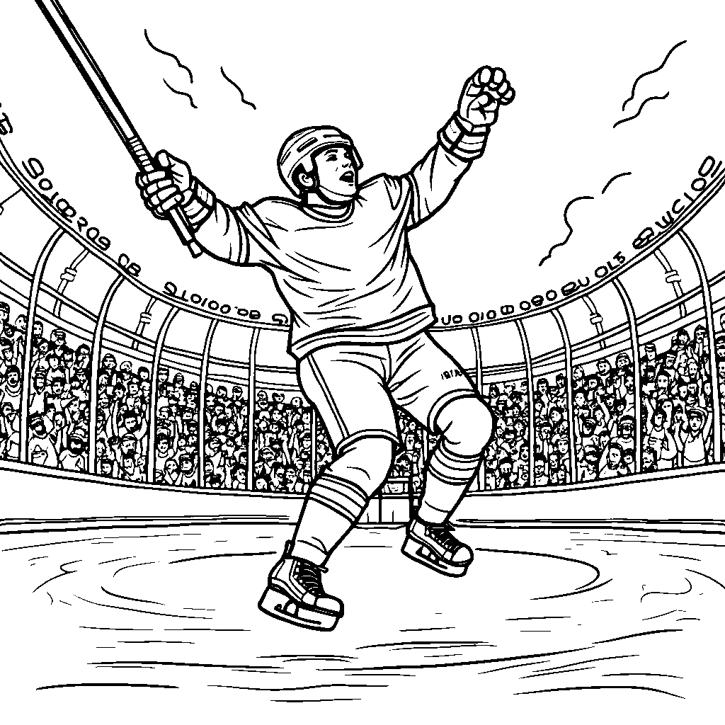 Hockey player scoring a goal