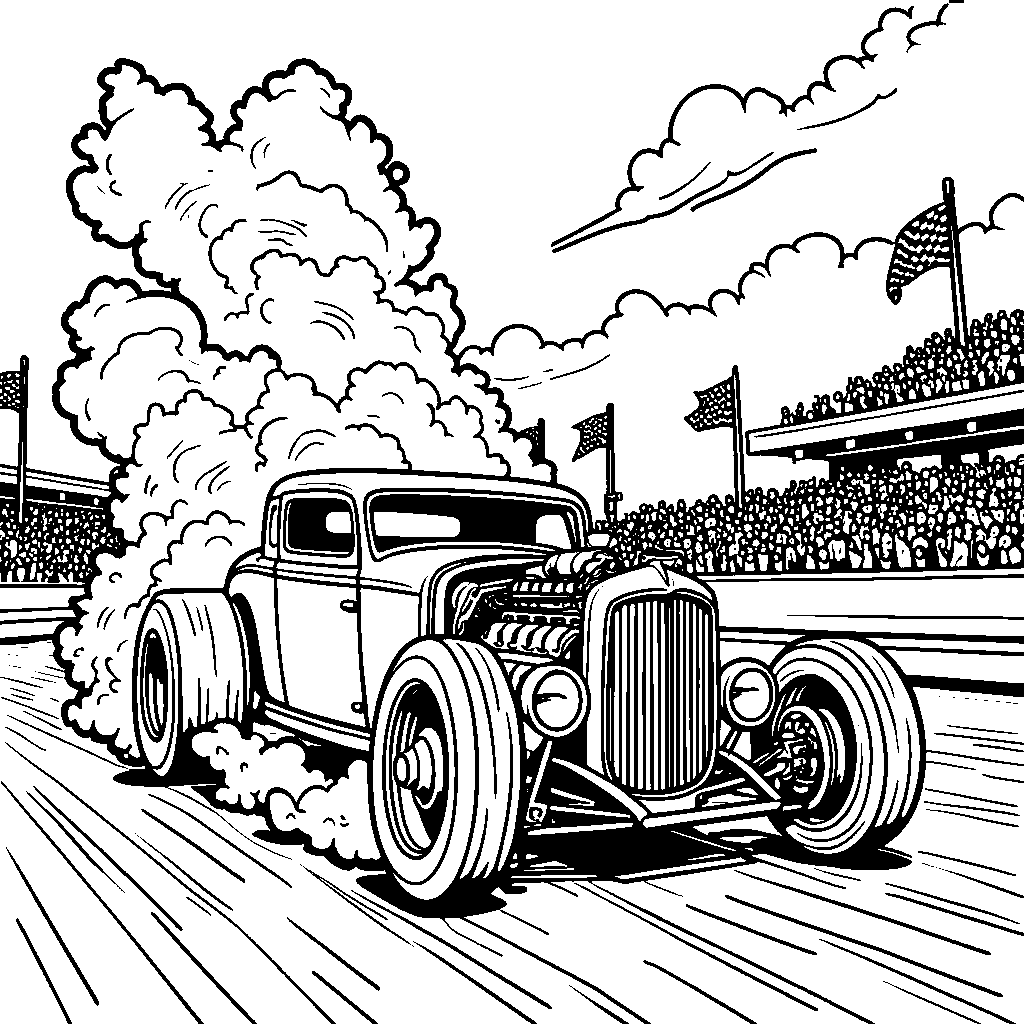 Hot rod racing on a drag strip