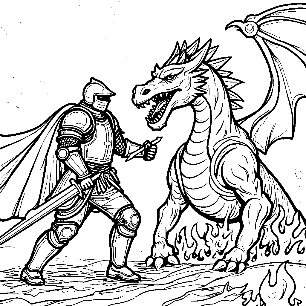 Knight battling a dragon