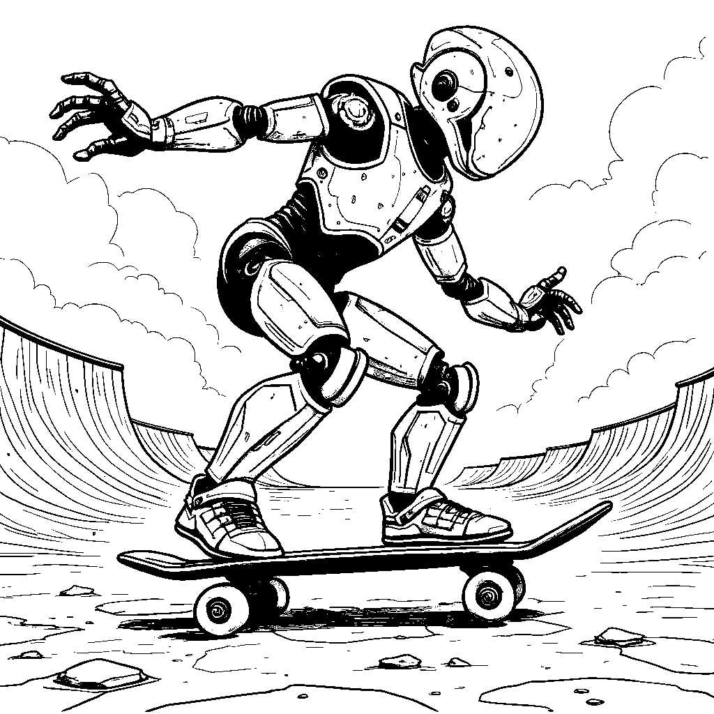 Robot riding a skateboard