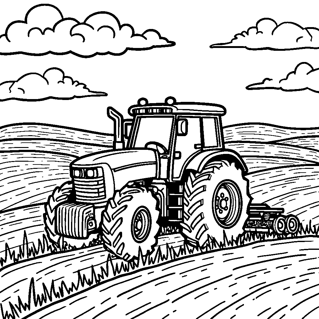 Tractor plowing a field on a farm