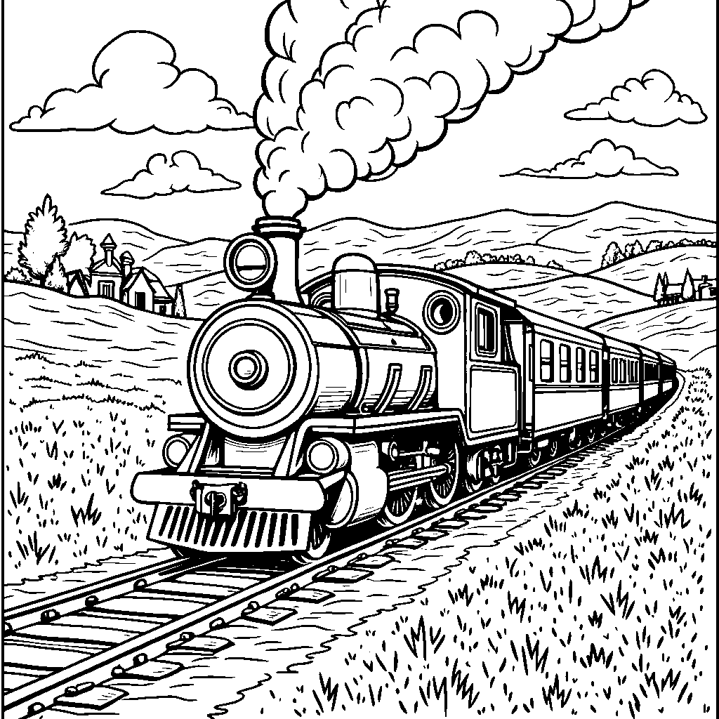 Train chugging through the countryside