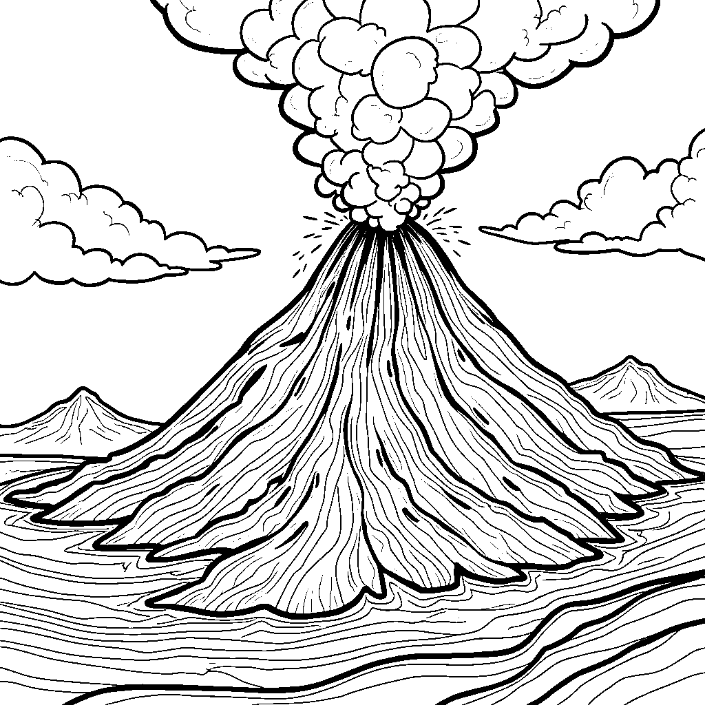 Volcano erupting with lava and smoke