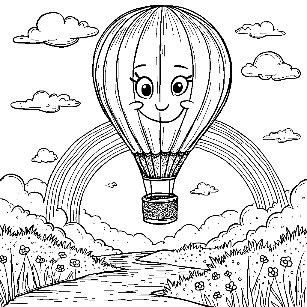 Colorful hot air balloon ride