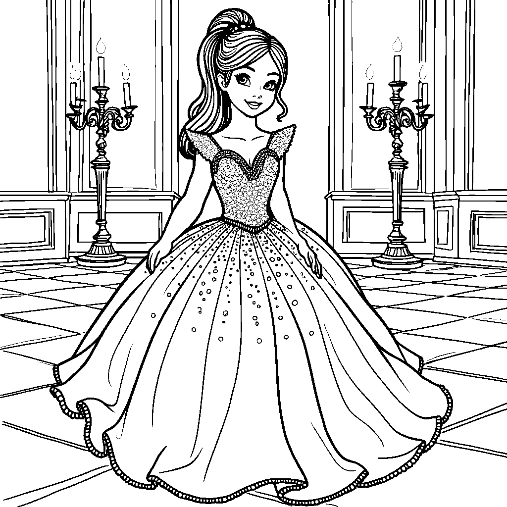 Girl in a beautiful, sparkly ball gown