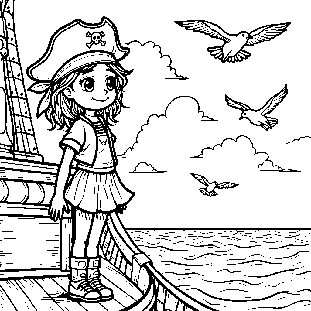 Pirate girl sailing the seven seas