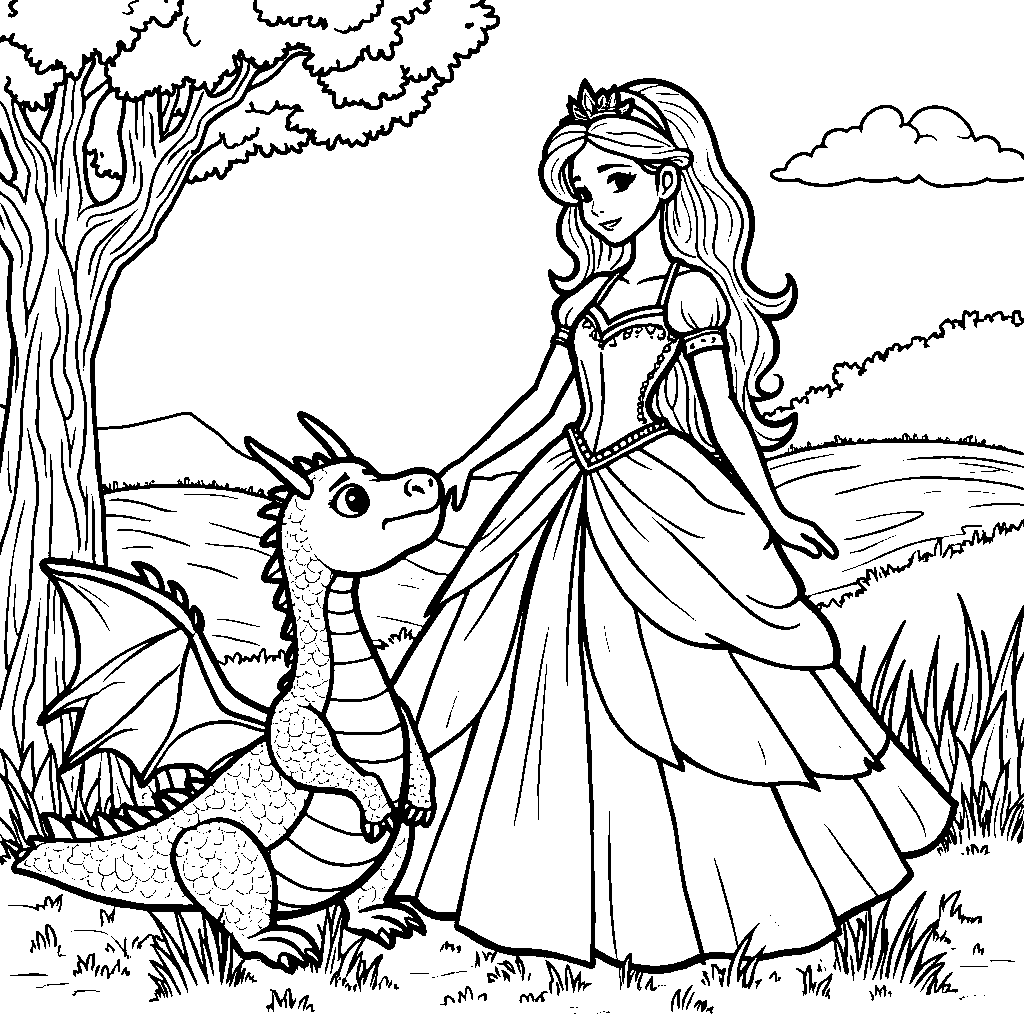 Princess with a pet dragon