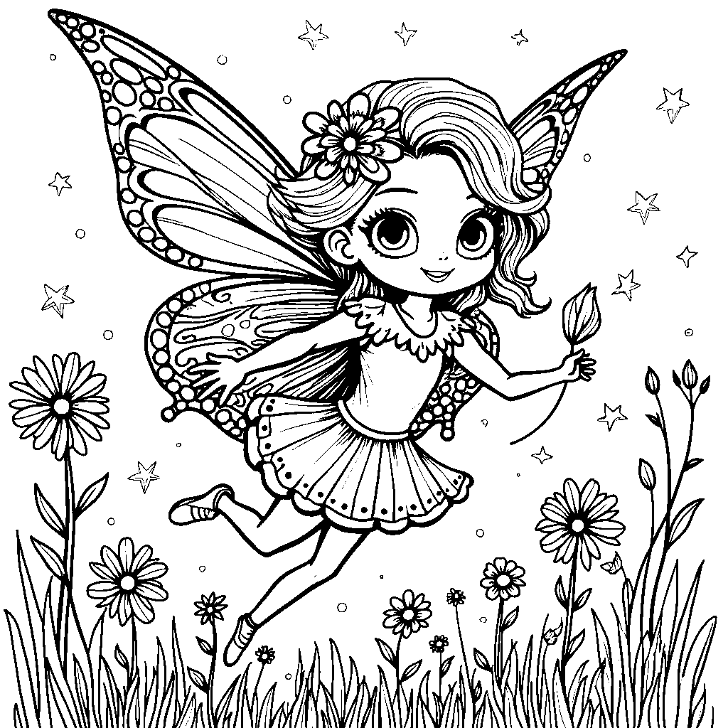 Rainbow-colored butterfly fairy