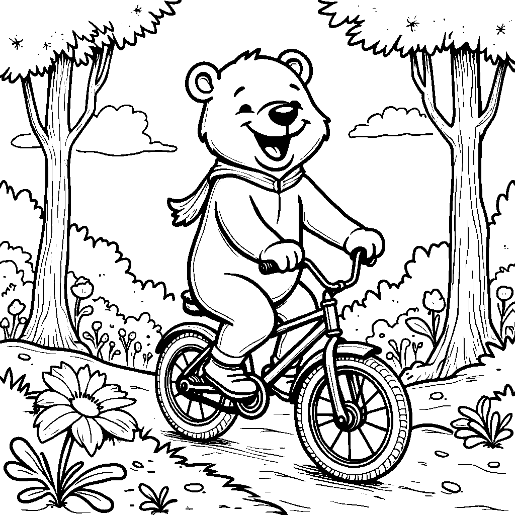 A bear riding a unicycle