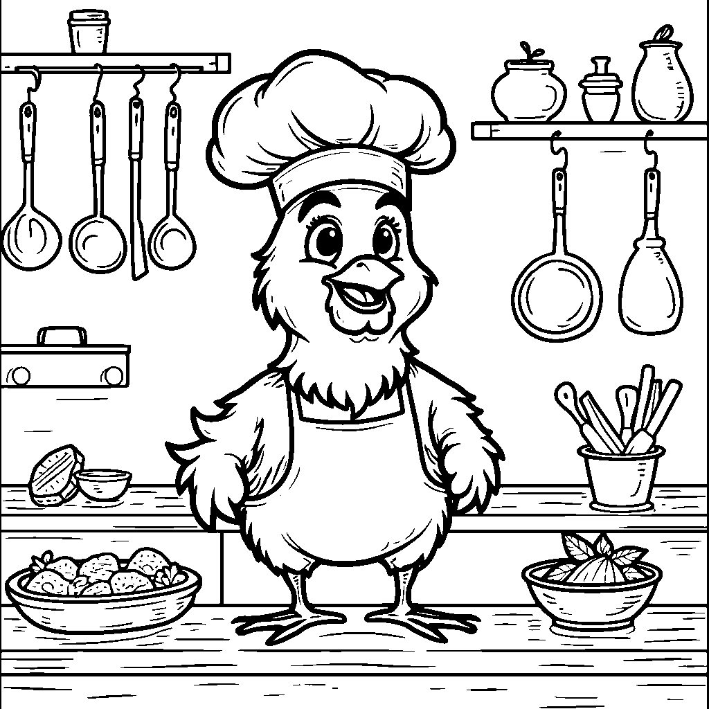 A chicken wearing a chef's hat