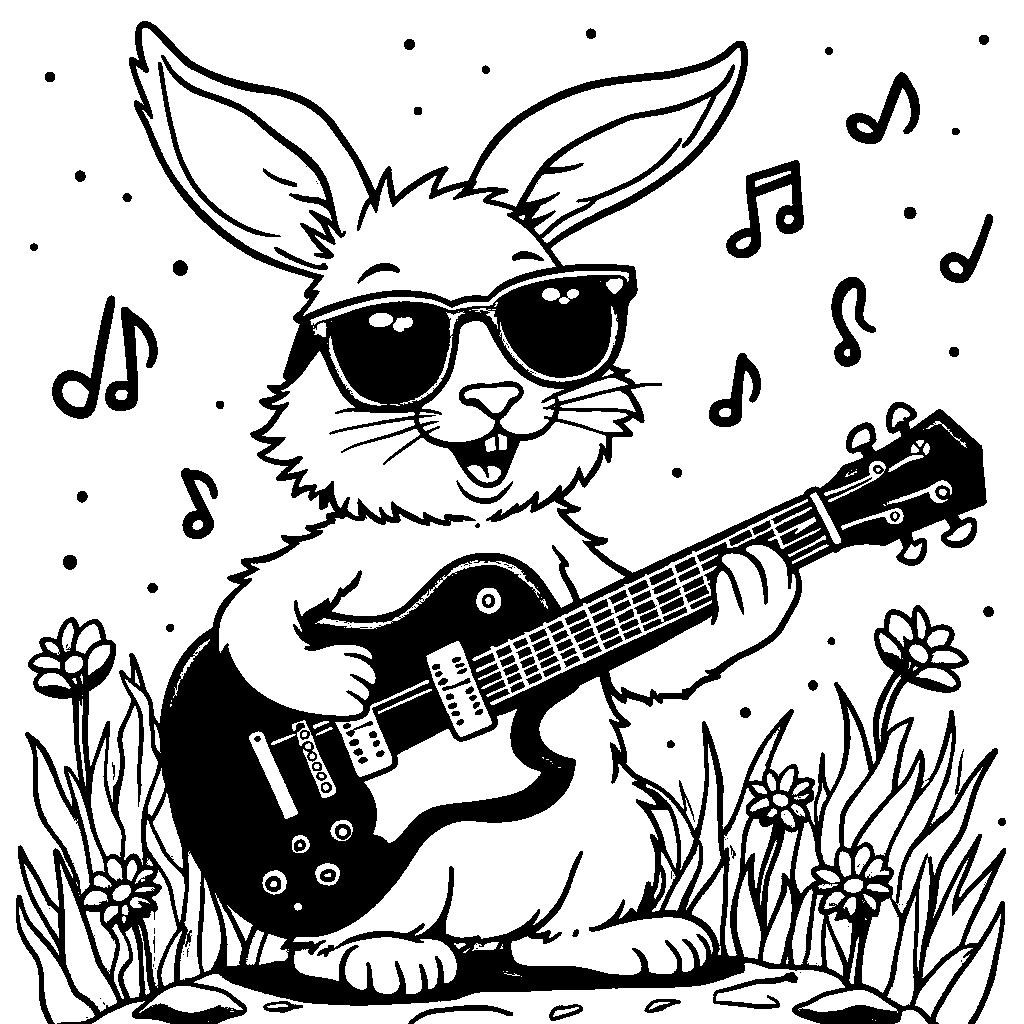 A rabbit playing a guitar