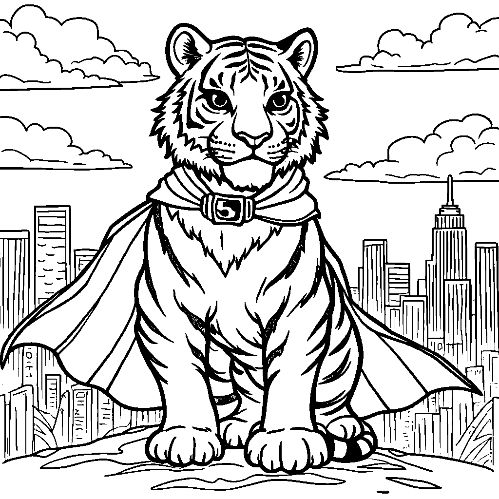 A tiger wearing a superhero cape